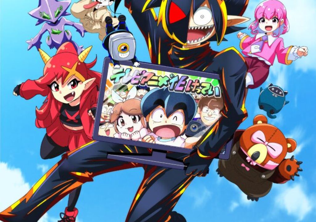 Visual promocional do anime Black Channel, mostrando o demônio youtuber Black e sua assistente Camera-chan