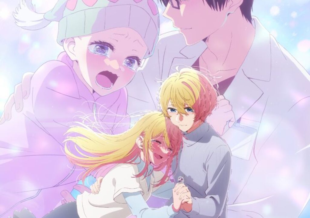 Visual promocional da quarta temporada de Oshi no Ko mostrando Aqua e Ruby